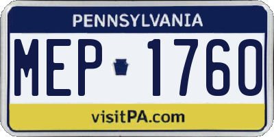 PA license plate MEP1760