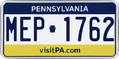 PA license plate MEP1762