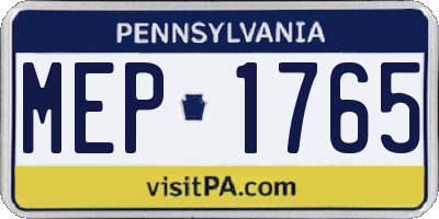 PA license plate MEP1765