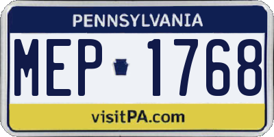 PA license plate MEP1768