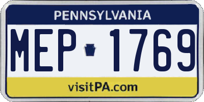 PA license plate MEP1769