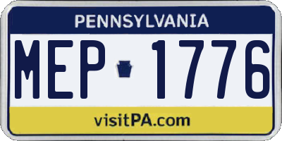 PA license plate MEP1776