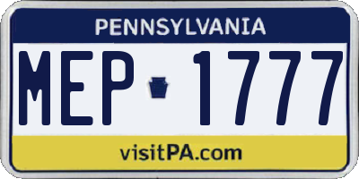 PA license plate MEP1777
