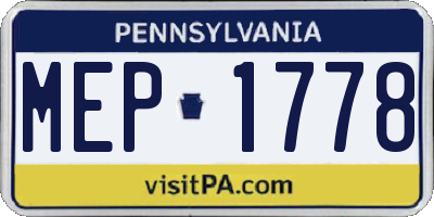 PA license plate MEP1778