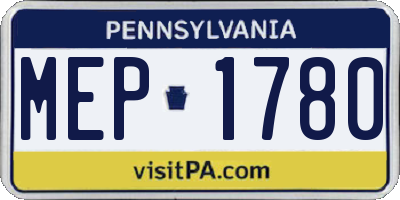 PA license plate MEP1780