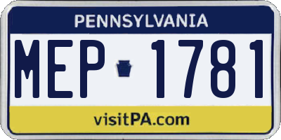 PA license plate MEP1781