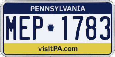 PA license plate MEP1783