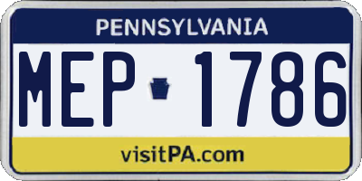 PA license plate MEP1786
