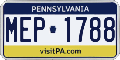PA license plate MEP1788