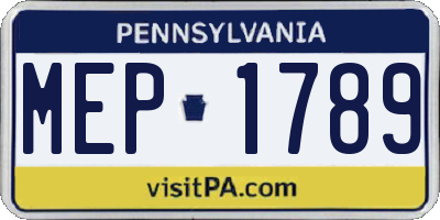 PA license plate MEP1789