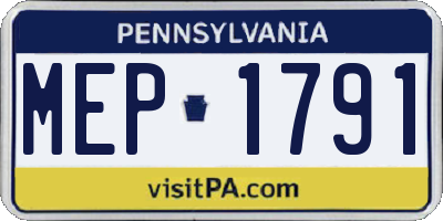 PA license plate MEP1791