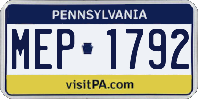 PA license plate MEP1792