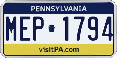 PA license plate MEP1794