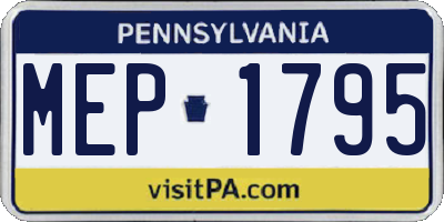 PA license plate MEP1795