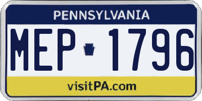 PA license plate MEP1796
