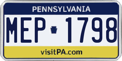 PA license plate MEP1798
