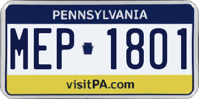 PA license plate MEP1801