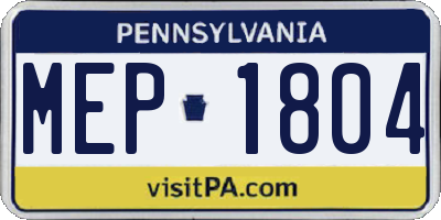 PA license plate MEP1804