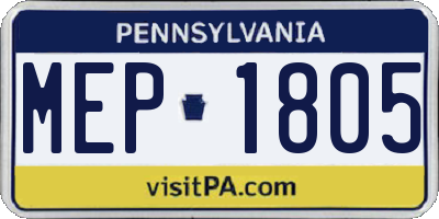 PA license plate MEP1805