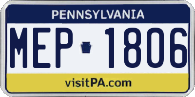 PA license plate MEP1806