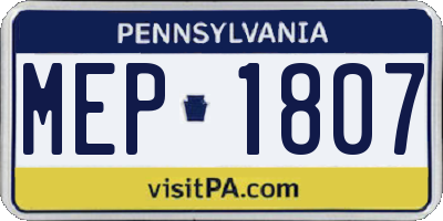 PA license plate MEP1807
