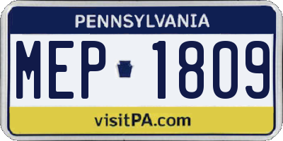 PA license plate MEP1809