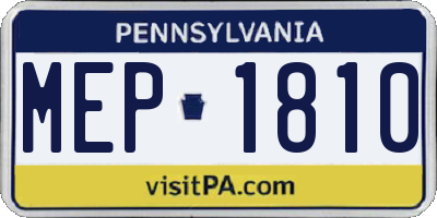 PA license plate MEP1810