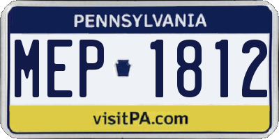 PA license plate MEP1812