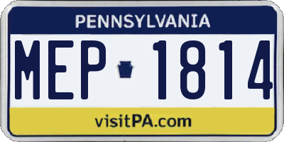 PA license plate MEP1814