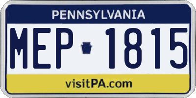 PA license plate MEP1815