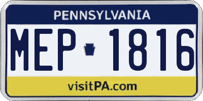 PA license plate MEP1816