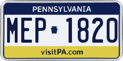 PA license plate MEP1820