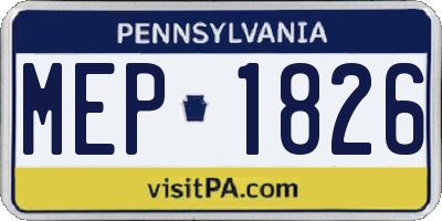 PA license plate MEP1826
