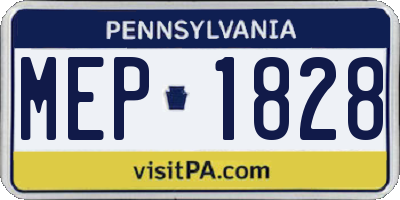 PA license plate MEP1828