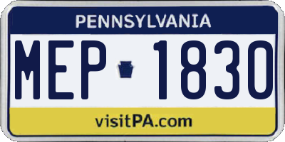 PA license plate MEP1830