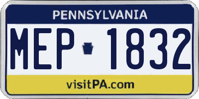 PA license plate MEP1832