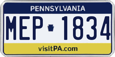 PA license plate MEP1834