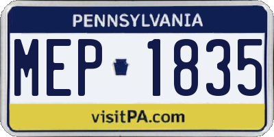 PA license plate MEP1835