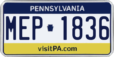 PA license plate MEP1836