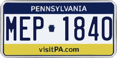 PA license plate MEP1840