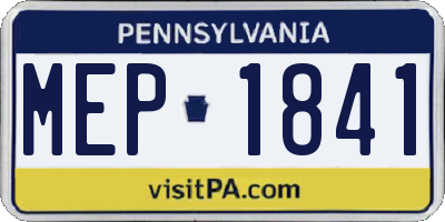 PA license plate MEP1841
