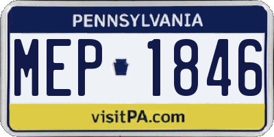 PA license plate MEP1846