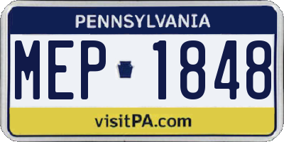 PA license plate MEP1848