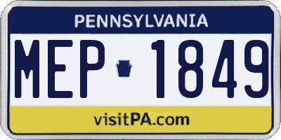 PA license plate MEP1849
