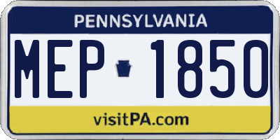 PA license plate MEP1850