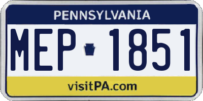 PA license plate MEP1851