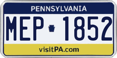 PA license plate MEP1852
