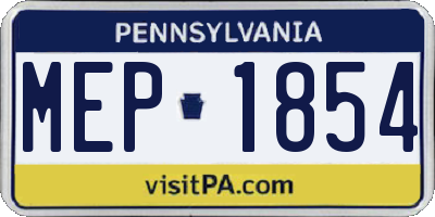 PA license plate MEP1854