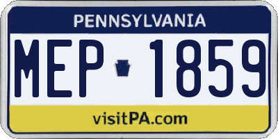 PA license plate MEP1859