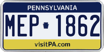 PA license plate MEP1862